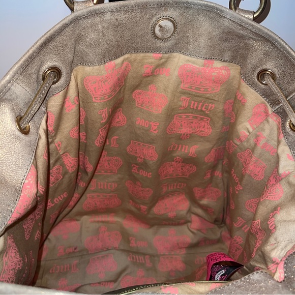 SOLD Vintage Pink Juicy Couture Tote Bag Purse Terry Cloth Preloved Palm Tree - Picture 10 of 14